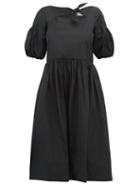 Matchesfashion.com Molly Goddard - Veronica Cut Out Taffeta Midi Dress - Womens - Black