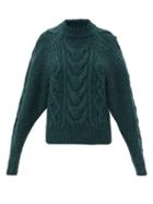 Matchesfashion.com Isabel Marant - Flover Cable-knit Wool-blend Sweater - Womens - Dark Green