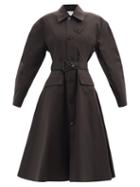 Matchesfashion.com Bottega Veneta - Flared-hem Waterproof Cotton-blend Trench Coat - Womens - Dark Brown