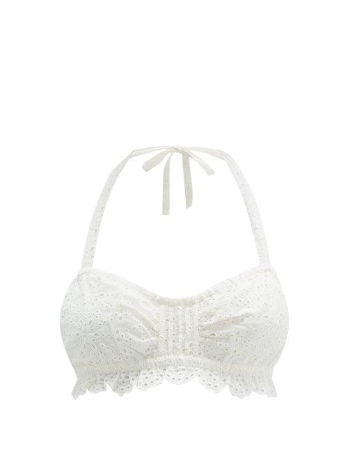Matchesfashion.com Sir - Amelie Ruffled Broderie Anglaise Cotton Crop Top - Womens - Ivory