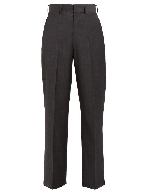 Matchesfashion.com Junya Watanabe - High Rise Striped Wool Twill Trousers - Womens - Grey