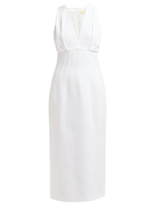 Matchesfashion.com Sara Battaglia - Pleated Crepe Midi Dress - Womens - White