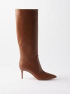 Gianvito Rossi - Hansen 70 Leather Point-toe Knee Boots - Womens - Brown