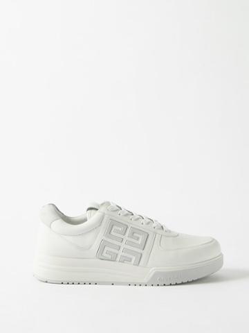 Givenchy - 4g-debossed Leather Trainers - Mens - White Grey