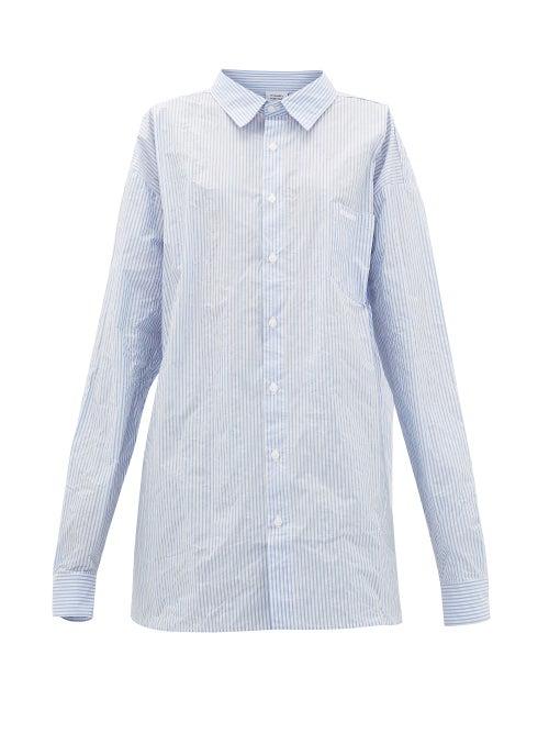 Matchesfashion.com Vetements - Striped Paper-poplin Shirt - Womens - Blue White