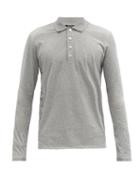 Matchesfashion.com Balmain - Logo-print Buttoned Cotton-jersey Polo Shirt - Mens - Grey