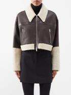 Khaite - Faza Shearling-trimmed Cropped Leather Jacket - Womens - Cream Brown