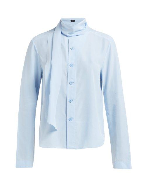 Matchesfashion.com Joseph - Amine Silk Toile Blouse - Womens - Light Blue