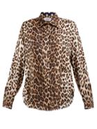Matchesfashion.com La Prestic Ouiston - Varenne Leopard Print Silk Twill Blouse - Womens - Brown Multi