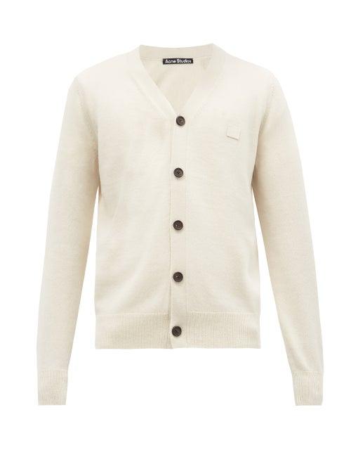 Matchesfashion.com Acne Studios - Keve Face-logo Appliqu Wool Cardigan - Mens - Beige