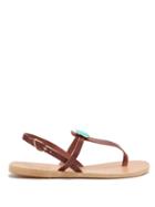 Matchesfashion.com Ancient Greek Sandals - Lito Turquoise-embellished Leather T-strap Sandals - Womens - Brown Multi