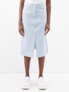 Studio Nicholson - Soro Front-slit Denim Midi Skirt - Womens - Light Blue