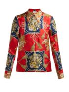 Matchesfashion.com Gucci - Scarf Print Silk Shirt - Womens - Blue Multi
