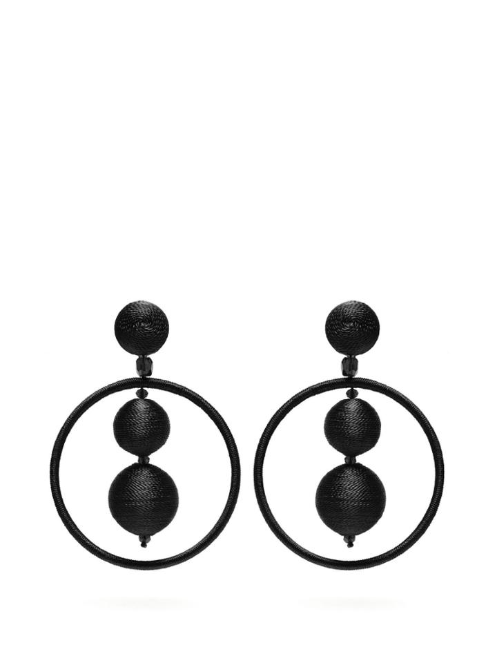Oscar De La Renta Cotton And Bead-embellished Drop Earrings