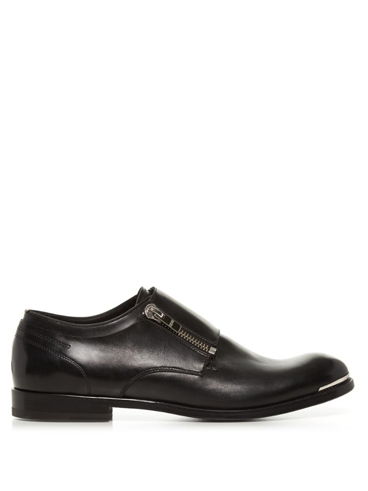 Alexander Mcqueen Zip Monk-strap Leather Shoes