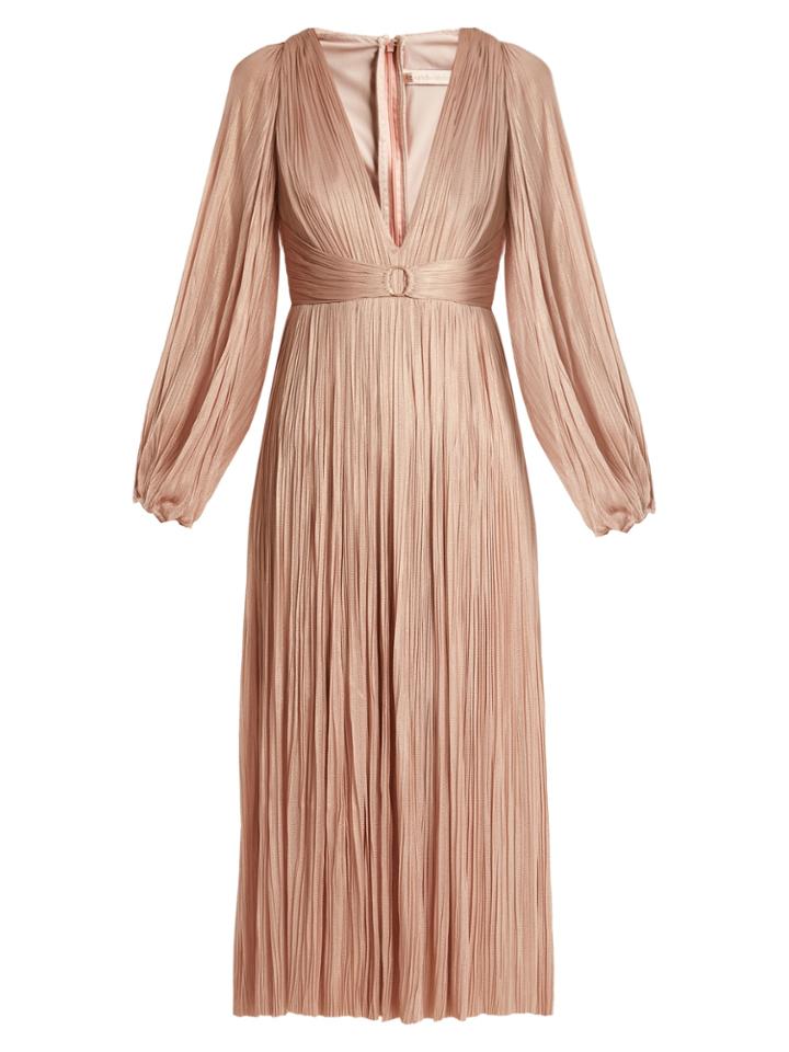 Maria Lucia Hohan Enora V-neck Pleated Tulle Midi Dress