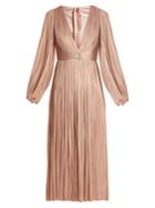 Maria Lucia Hohan Enora V-neck Pleated Tulle Midi Dress