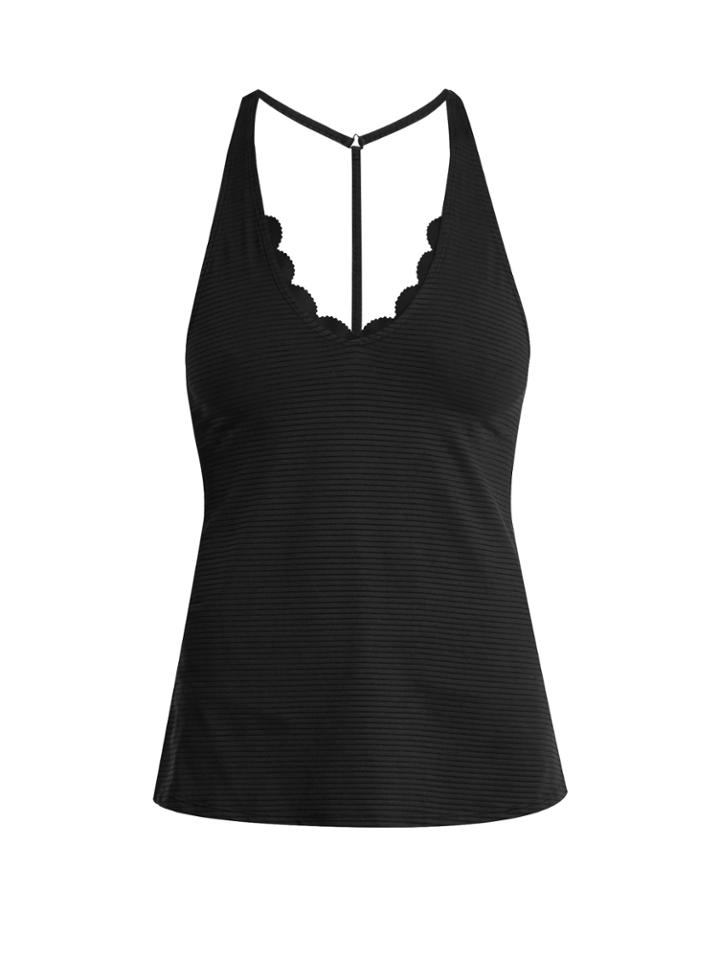 Track & Bliss Scalloped Sweetheart Striped Performance Top