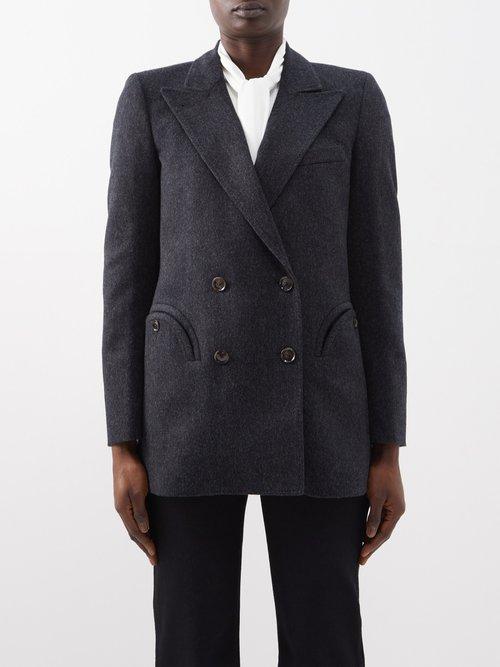 Blaz Milano - Fine Everyday Double-breasted Wool Jacket - Womens - Dark Grey