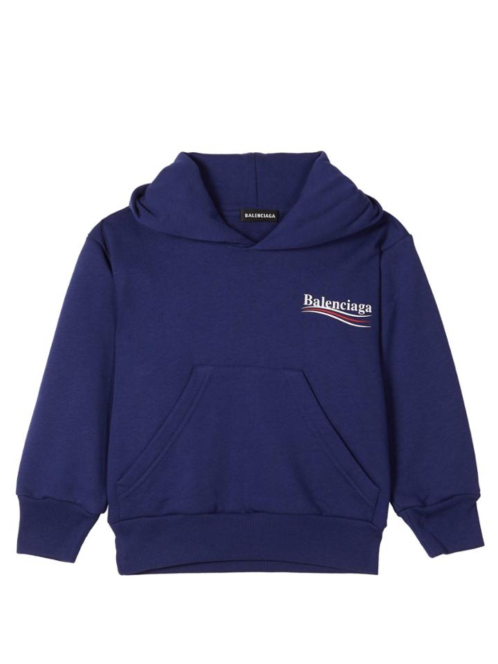 Balenciaga Kids Logo-print Cotton-blend Hooded Sweatshirt