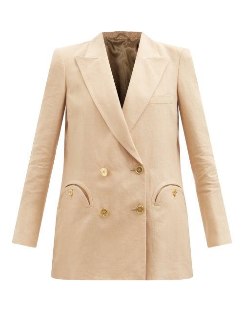 Blaz Milano - Midday Sun Double-breasted Linen Jacket - Womens - Beige