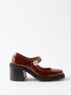 Ganni - Crystal-embellished 80 Leather Mary Jane Pumps - Womens - Burgundy