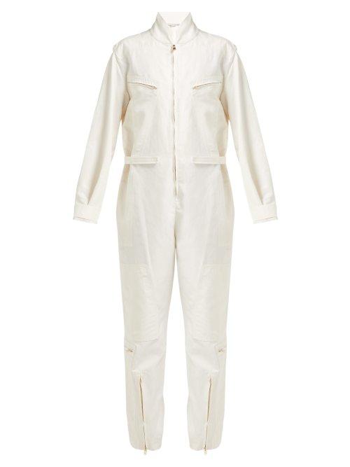 Matchesfashion.com Stella Mccartney - Technical High Neck Twill Boiler Suit - Womens - Ivory
