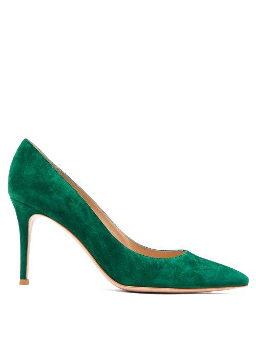 Matchesfashion.com Gianvito Rossi - Gianvito 85 Suede Pumps - Womens - Dark Green