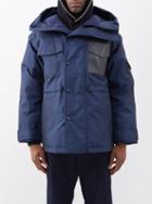 Valentino - Logo-patch Quilted-down Hooded Parka - Mens - Blue