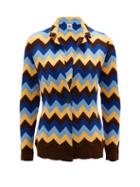Matchesfashion.com M Missoni - Zigzag-knitted Cotton Cardigan - Womens - Blue Multi