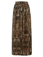 Matchesfashion.com Edward Crutchley - Raja Print Silk Skirt - Womens - Brown Multi