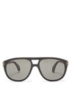 Matchesfashion.com Gucci - Aviator Acetate Sunglasses - Womens - Black Grey