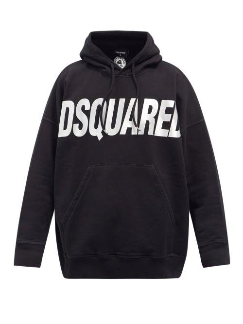 Mens Rtw Dsquared2 - Logo-print Cotton-jersey Hooded Sweatshirt - Mens - Black