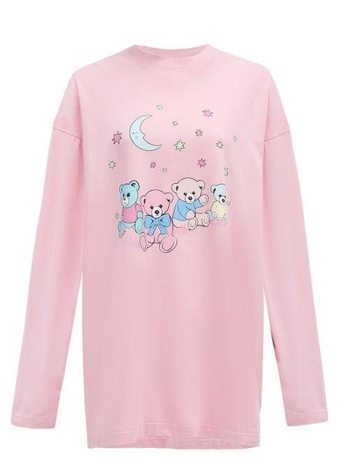 Matchesfashion.com Balenciaga - Love Bear-print Cotton-jersey T-shirt - Womens - Pink