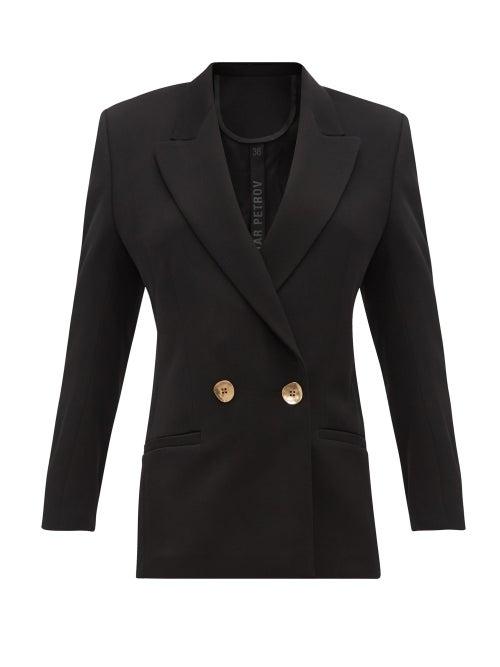 Matchesfashion.com Petar Petrov - Jeffrey Double Breasted Wool Twill Blazer - Womens - Black