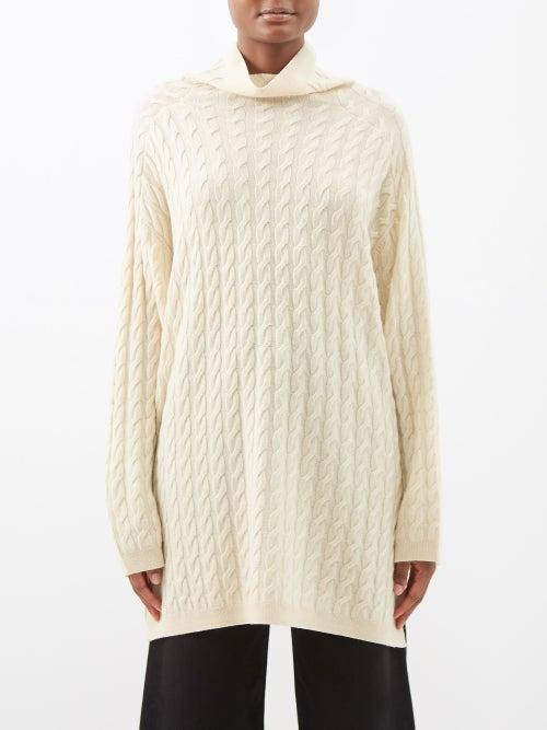 Toteme - Cable-knit Longline Sweater - Womens - Ivory