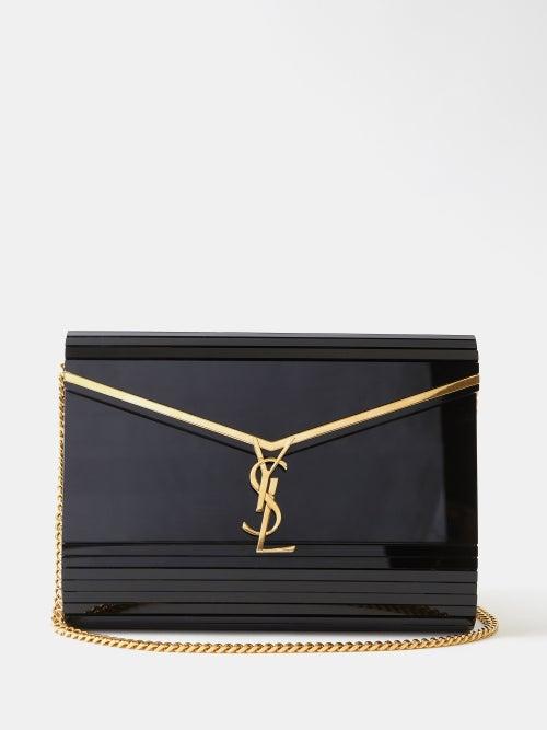 Saint Laurent - Vicky Ysl-plaque Plexiglass Clutch Bag - Womens - Black