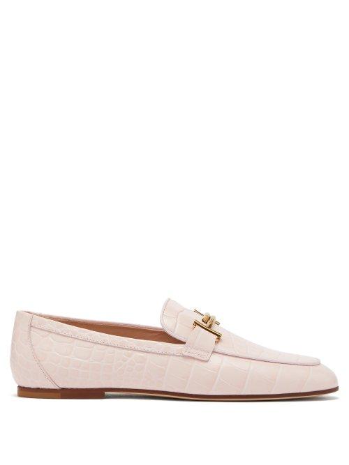 Matchesfashion.com Tod's - Double T Leather Loafers - Womens - Light Pink