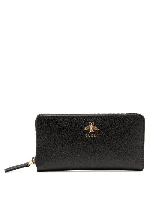 Matchesfashion.com Gucci - Textured Leather Continental Wallet - Mens - Black