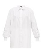 Matchesfashion.com Rochas - Floral-embroidered Cotton-blend Shirt - Womens - White