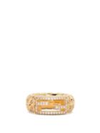 Matchesfashion.com Fendi - F-logo Crystal Ring - Womens - Gold