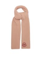 Moncler - Love Logo Ribbed Wool-blend Scarf - Womens - Light Pink