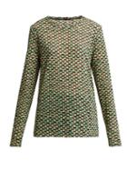 Matchesfashion.com Proenza Schouler - Woven Dot Print Long Sleeved Cotton T Shirt - Womens - Green Multi