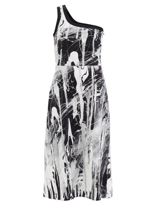 Ladies Rtw Christopher Kane - Mindscape One-shoulder Cotton-jersey Dress - Womens - Black White