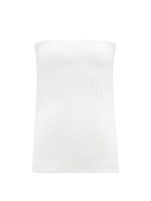 Raey - Knitted Rib Bandeau Top - Womens - White