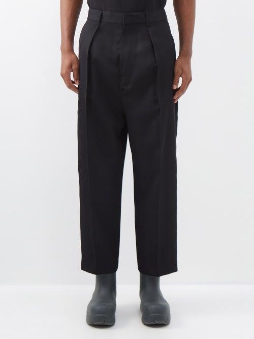 Loewe - Deep-rise Cotton-gabardine Trousers - Mens - Black