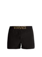 Matchesfashion.com Versace - Logo Jacquard Swim Shorts - Mens - Black