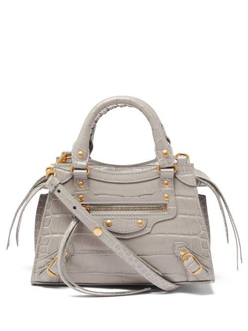 Matchesfashion.com Balenciaga - Neo Classic City Mini Crocodile-effect Leather Bag - Womens - Light Grey
