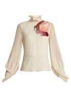 Roksanda Adera Embroidered Crinkle-crepe Blouse