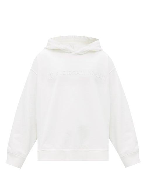 Matchesfashion.com Mm6 Maison Margiela - Embossed-logo Cotton-jersey Hooded Sweatshirt - Womens - White